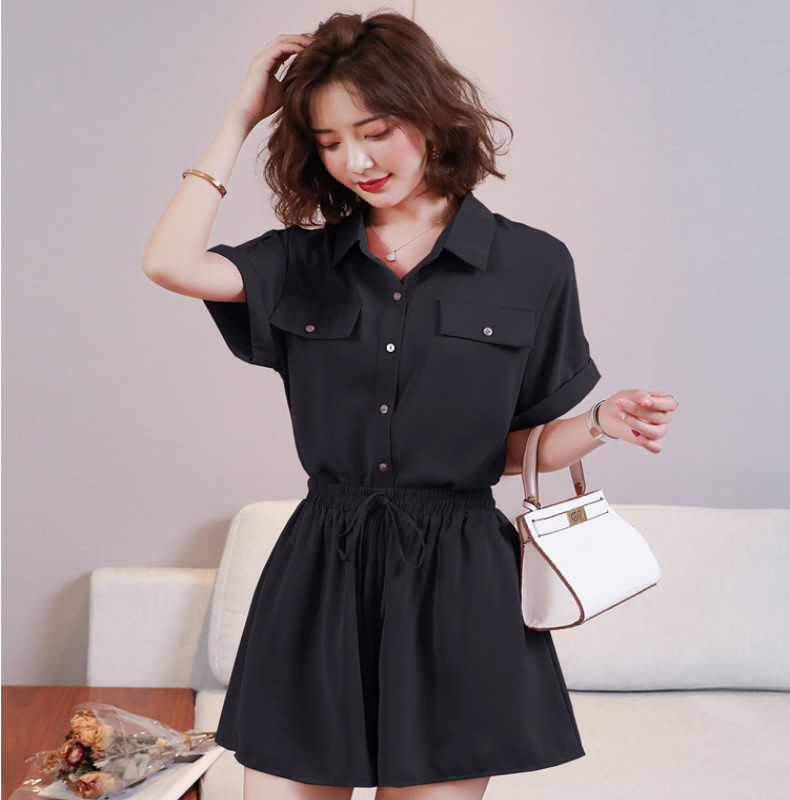 Two-Piece Fashion Loose Wide-Leg Pants Thin Summer Suit