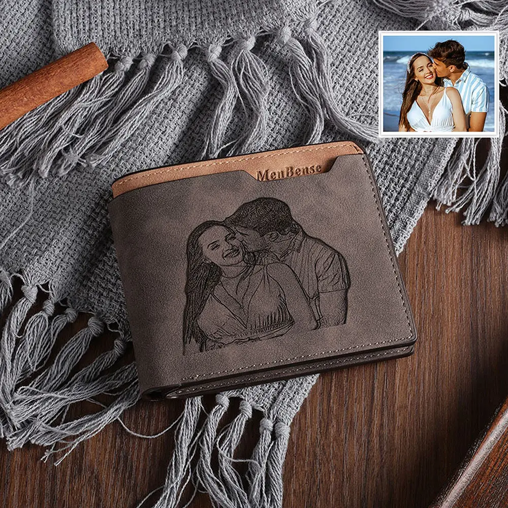 Photo Engraving Wallet Father's Day Boyfriend Holiday