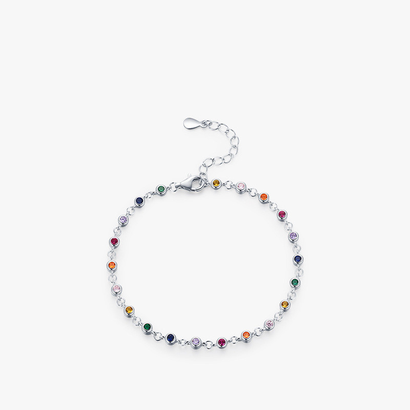 Title 3, S925 Sterling Silver Rainbow Stone Bracelet