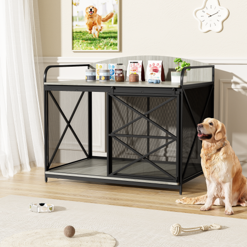 42.8 Heavy Duty Large Dog Crate Furniture For Large Medium Dog, Farmhouse Wooden Dog Kennel Indoor End Table, Decorative Pet House For Large Dogs ... Gray - Shop at LoveMi