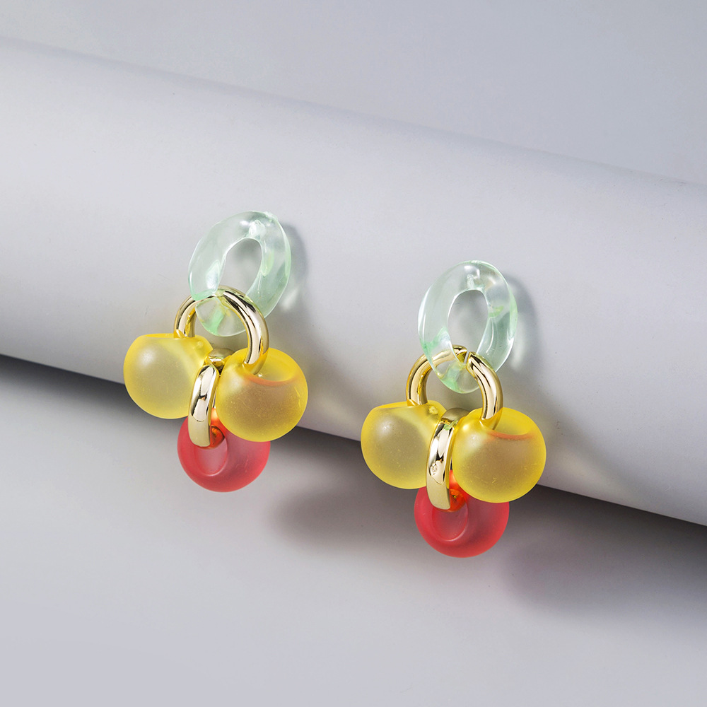 Colorful Cute Round Ball Candy Acrylic Spherical Earrings