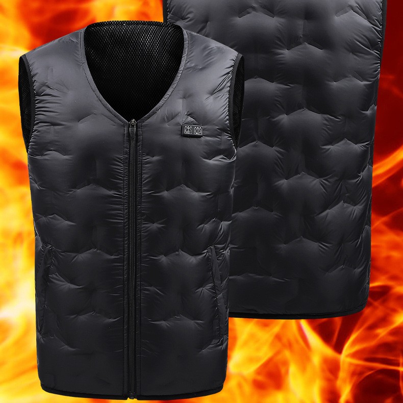 Title 6, Down Self-heating Vest for Couples with Dual Zo...