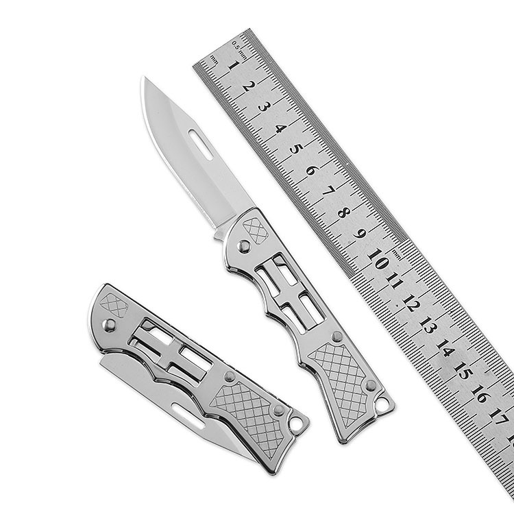 Outdoor Portable Fruit Mirror Light Knife Folding Stainless Steel Camping