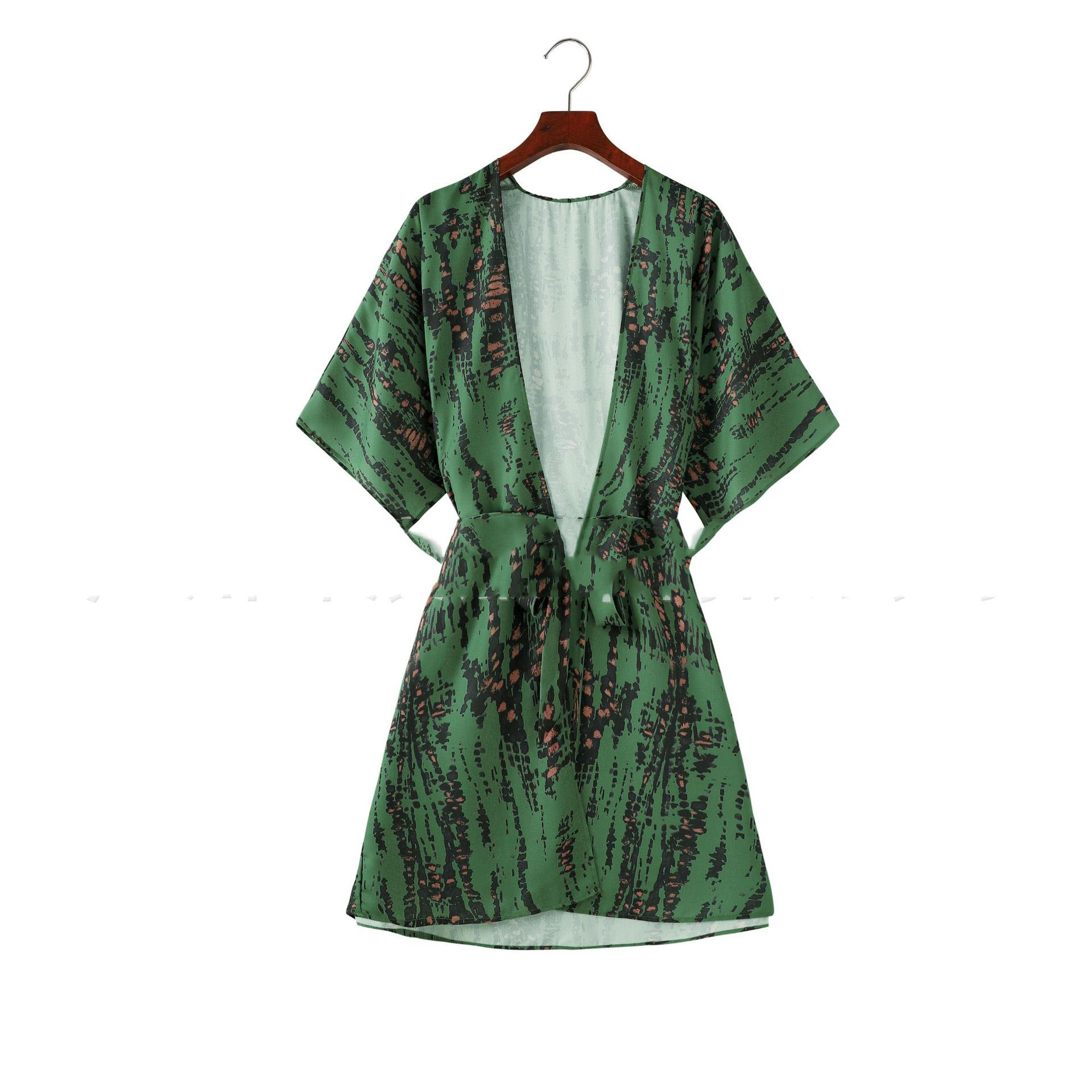 Fashion Women's Black And White Tie-dye Printed Cardigan