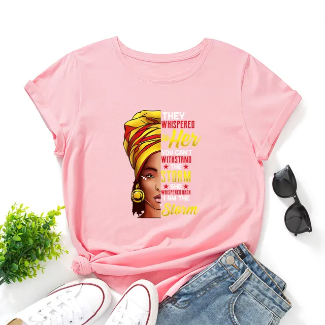 Creative Beauty Fashion Print Short Sleeve T Shirt Pink - Shop at LoveMi