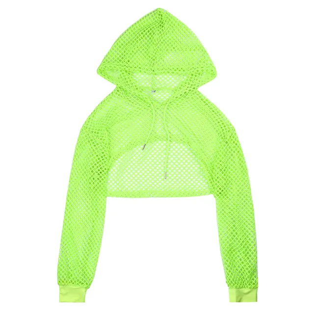 New Product Mesh Hollow Lace up Sunscreen Blouse Women's T shirt Green - Shop at LoveMi