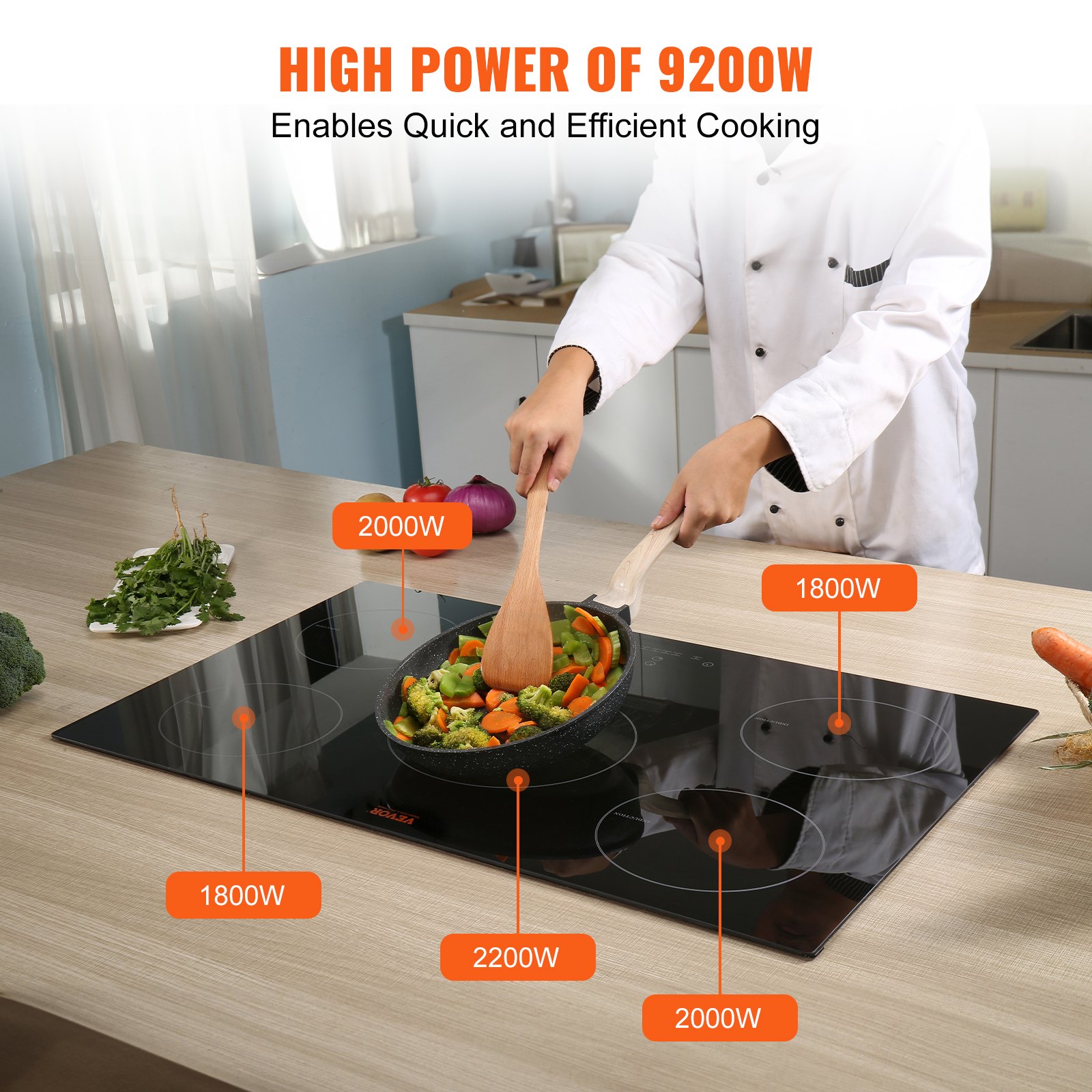 Electric Cooktop, 5 Burners, 30'' Induction Stove Top, Built in Magnetic Cooktop 9200W, 9... thumbnail 1