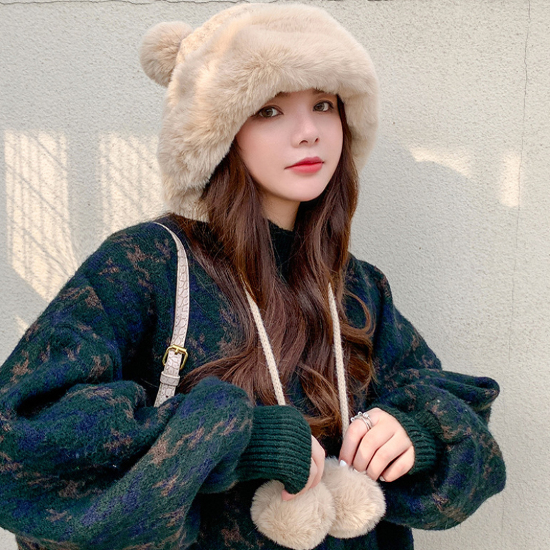 Autumn And Winter Ladies New Korean Style Knitted Wool Hat Beige - Shop at LoveMi