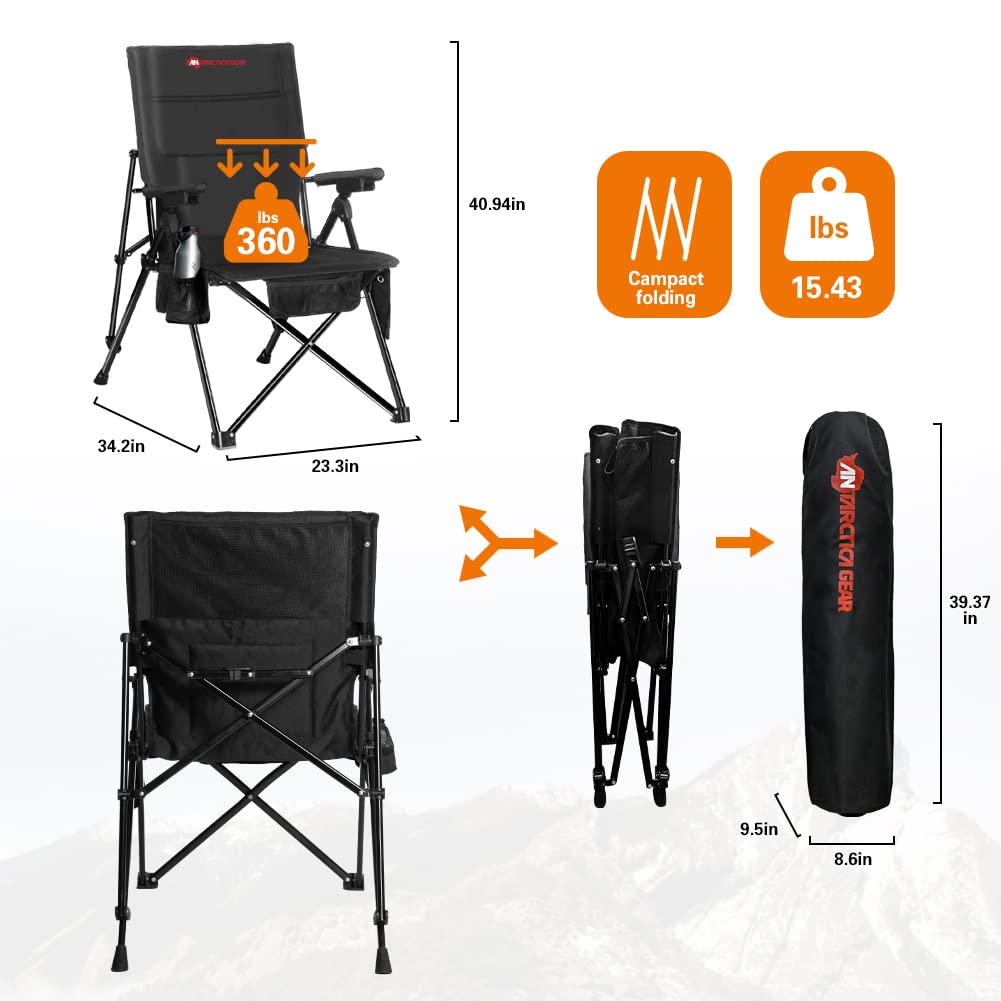 Heated Camping Chair with Battery Pack - Provides warmth and comfort with adjustable heating levels. Includes a waterproof shoulder bag for easy portability. Sturdy design with 360 pounds load-bearing capacity. Features multiple pockets for storage and ma