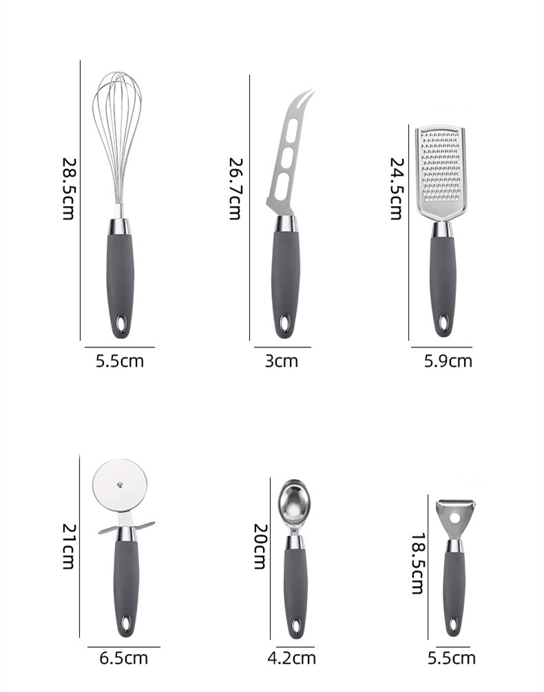 Title 2, Stainless Steel Kitchen Utensils Set With Rubbe...