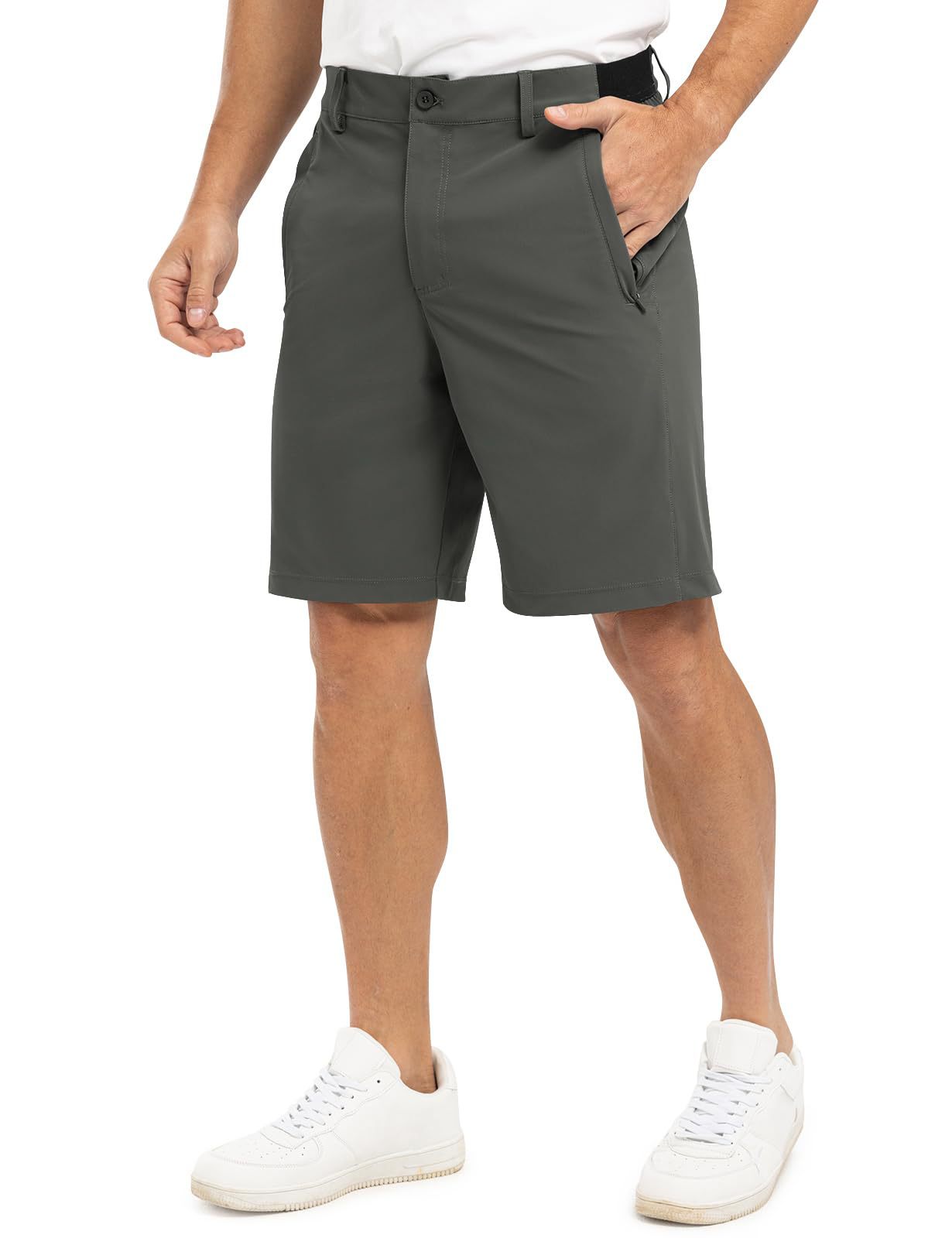 Men's Summer Solid Business Casual Golf 5 Inch Quick Dry Shorts, Loose Fit For Outdoor