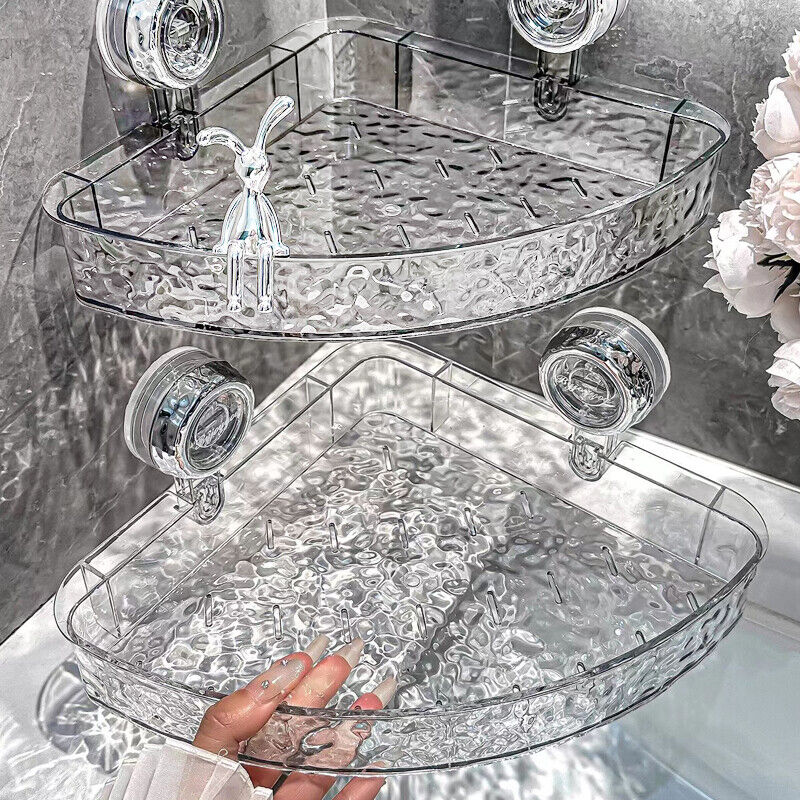Clear Shower Caddy Suction Cup No Drilling Removable Bathroom Wall Shelf Basket 4 5c0030e9 c876 4201 84a7 9630b57bba01