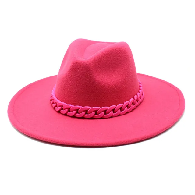 Men's And Women's Large Brim Wool Top Hat Rose Red - Shop at LoveMi