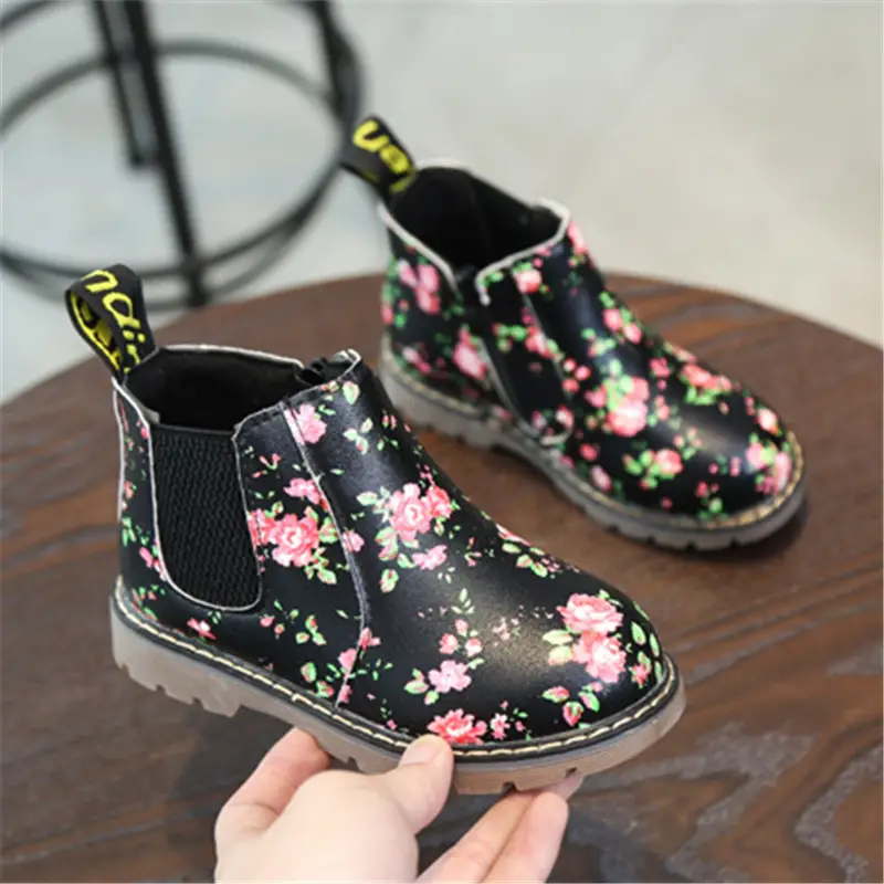 Printed Martin Boots Low Cut Leather Boots