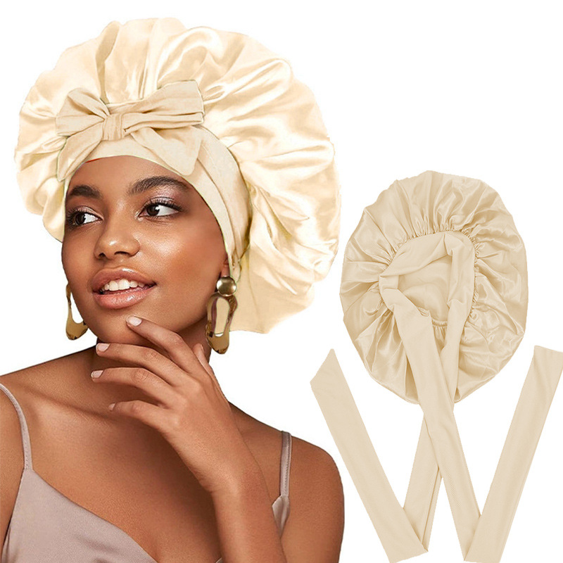Silk Bonnet For Sleeping Women Satin Bonnet Double Layer Satin Lined Hair Bonnet With Tie Band Curly Hair - Image 25
