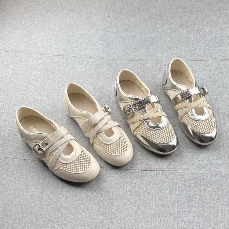 2026 Summer New Korean Style Hollow Mesh Mary Jane Shoes For Women, Fashion Versatile Comfort Soft Flat Loafers
