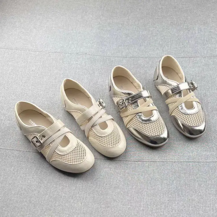 2026 Summer New Korean Style Hollow Mesh Mary Jane Shoes For Women, Fashion Versatile Comfort Soft Flat Loafers