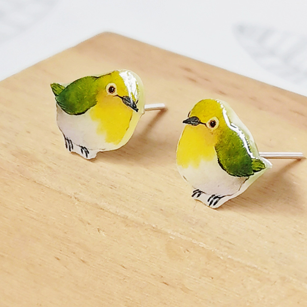 Sterling Silver Cartoon Cute Parrot Earrings