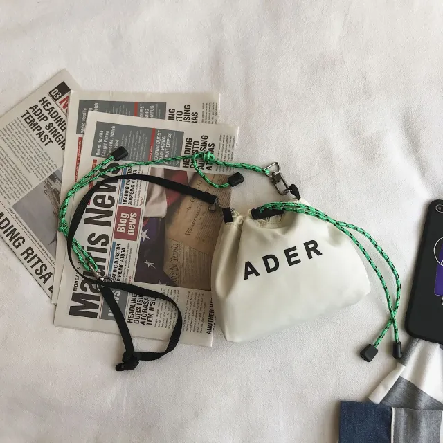 Drawstring Mini Sports Bag With Letters On One Shoulder Messenger White - Shop at LoveMi