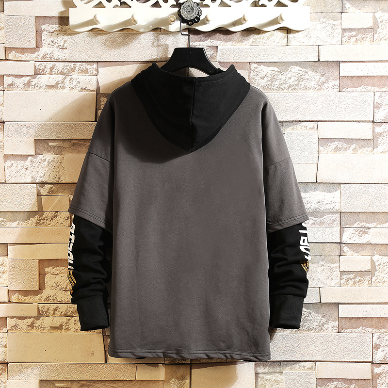 New Color-blocking Hooded Pullover Sweater