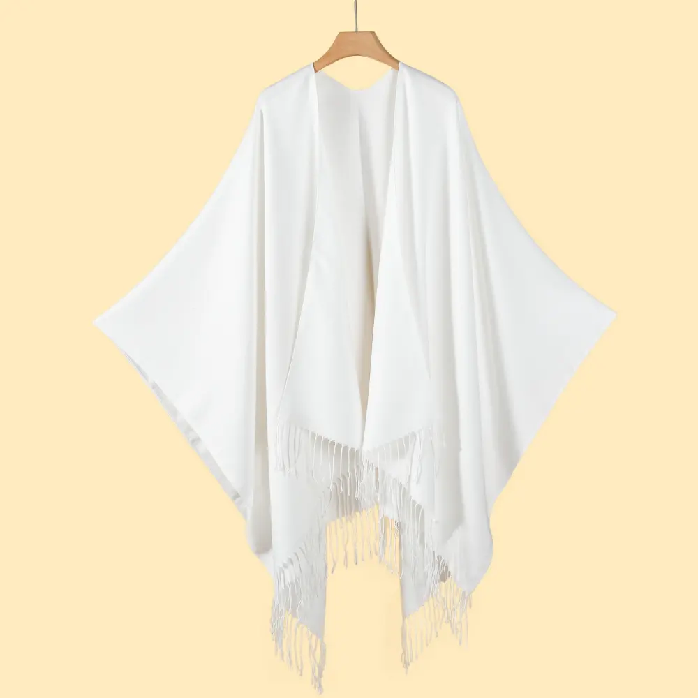 Women's Solid Tassel Large Scarf