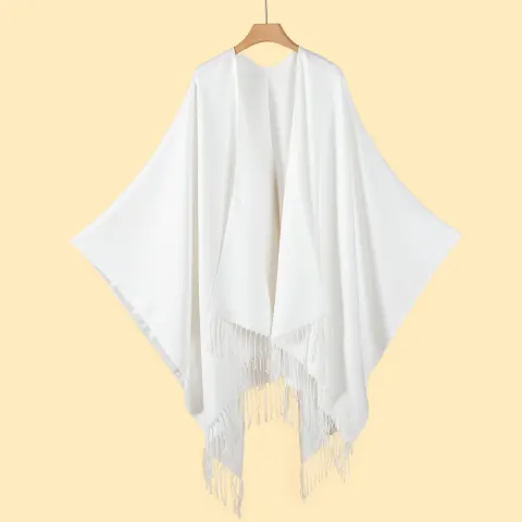 Women's Solid Tassel Large Scarf