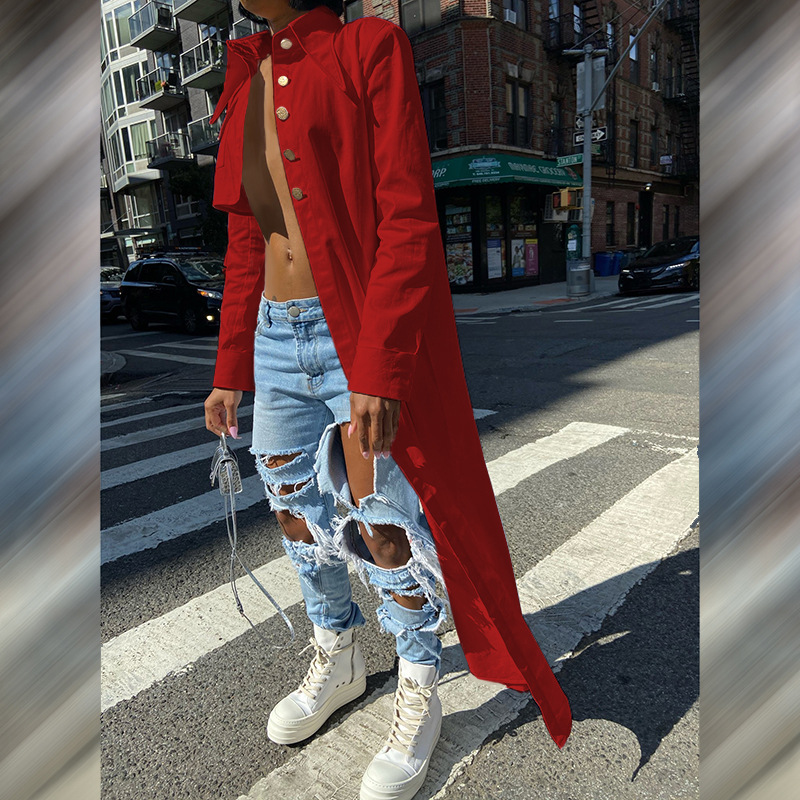 Spring New Women's Asymmetric Blouse With Right Side Exposed Waist And Left Side Streamer