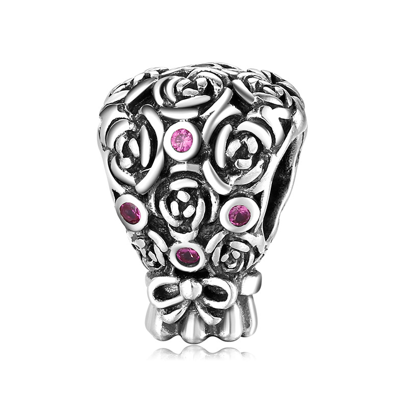 S925 Sterling Silver Sterling Silver Beads Valentine's Day Heart String Bracelet Diy Accessories