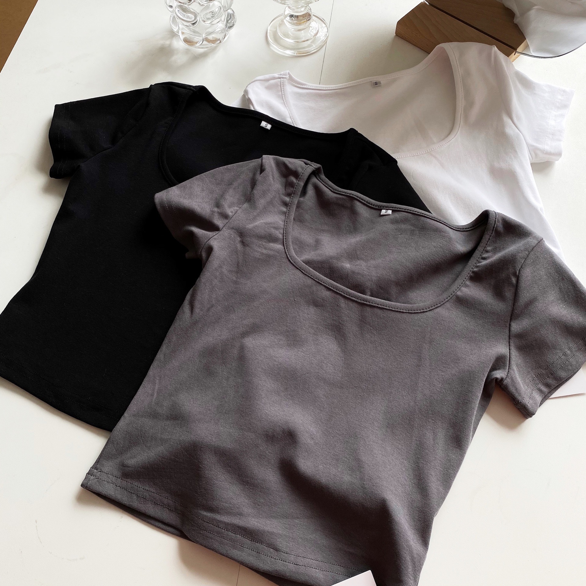 Short-sleeved Slim T-shirt Women's All-match Short Sexy Top