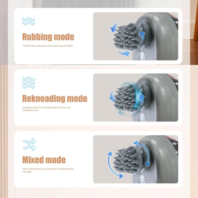 Electric Scalp Massager Head Massager Waterproof Massager 3 Kneading Modes R