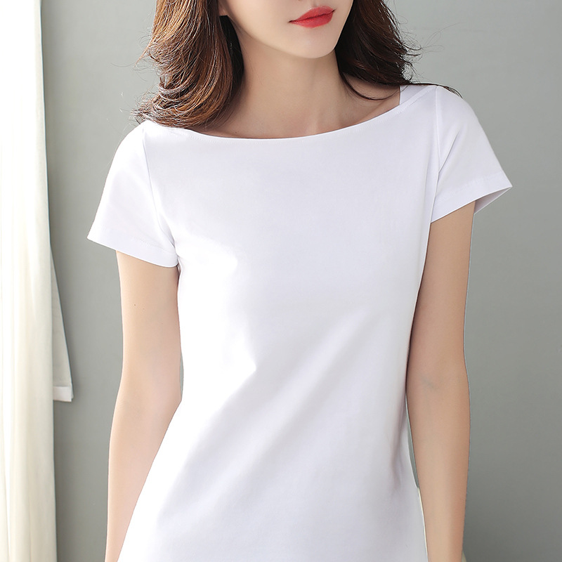 Fashionable Women's Slim Half-sleeved White Bottoming Shirt Top