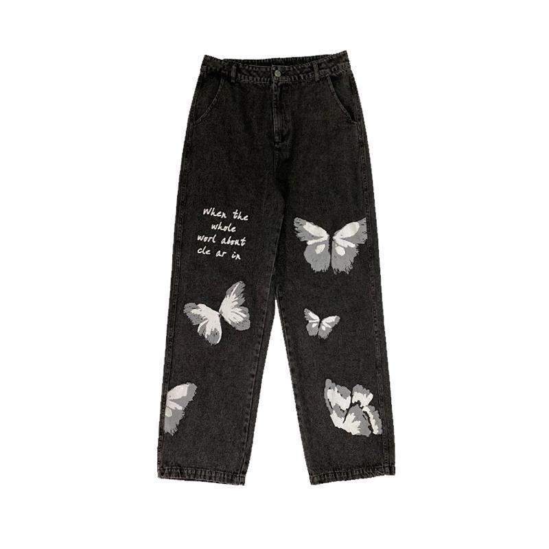 New Street Retro Hip Hop Letters Embroidered Jeans