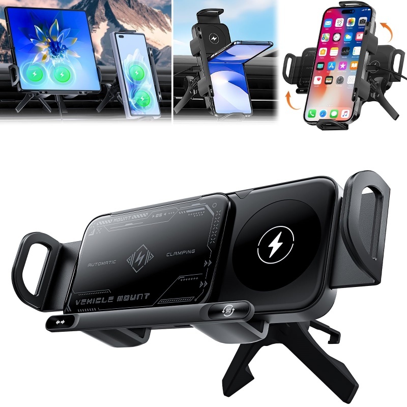 2 In 1 Auto Rotating Phone Holder High Intelligent Mobile Phone-Pad Holder