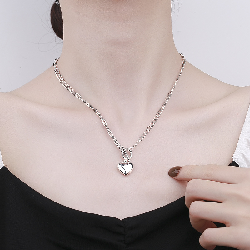 S925 Sterling Silver Retro Punk Street Hip Hop Glossy Necklace