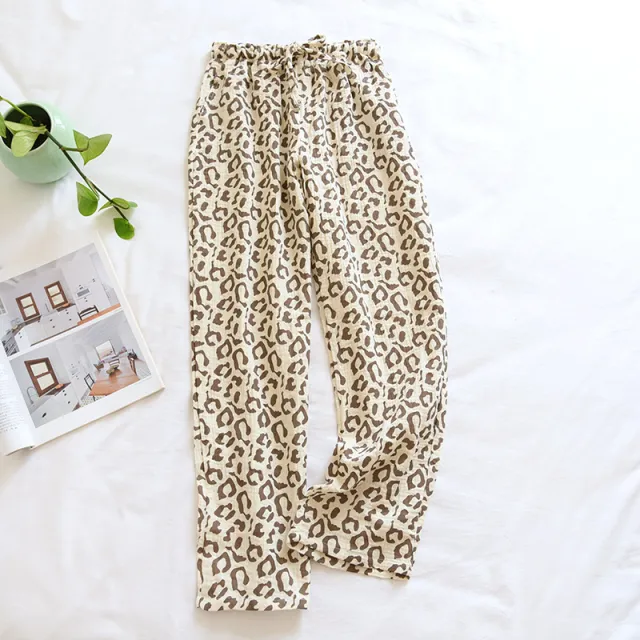 Women's Pure Cotton Double Gauze Leopard Print Pajama Pants Leopard - Shop at LoveMi