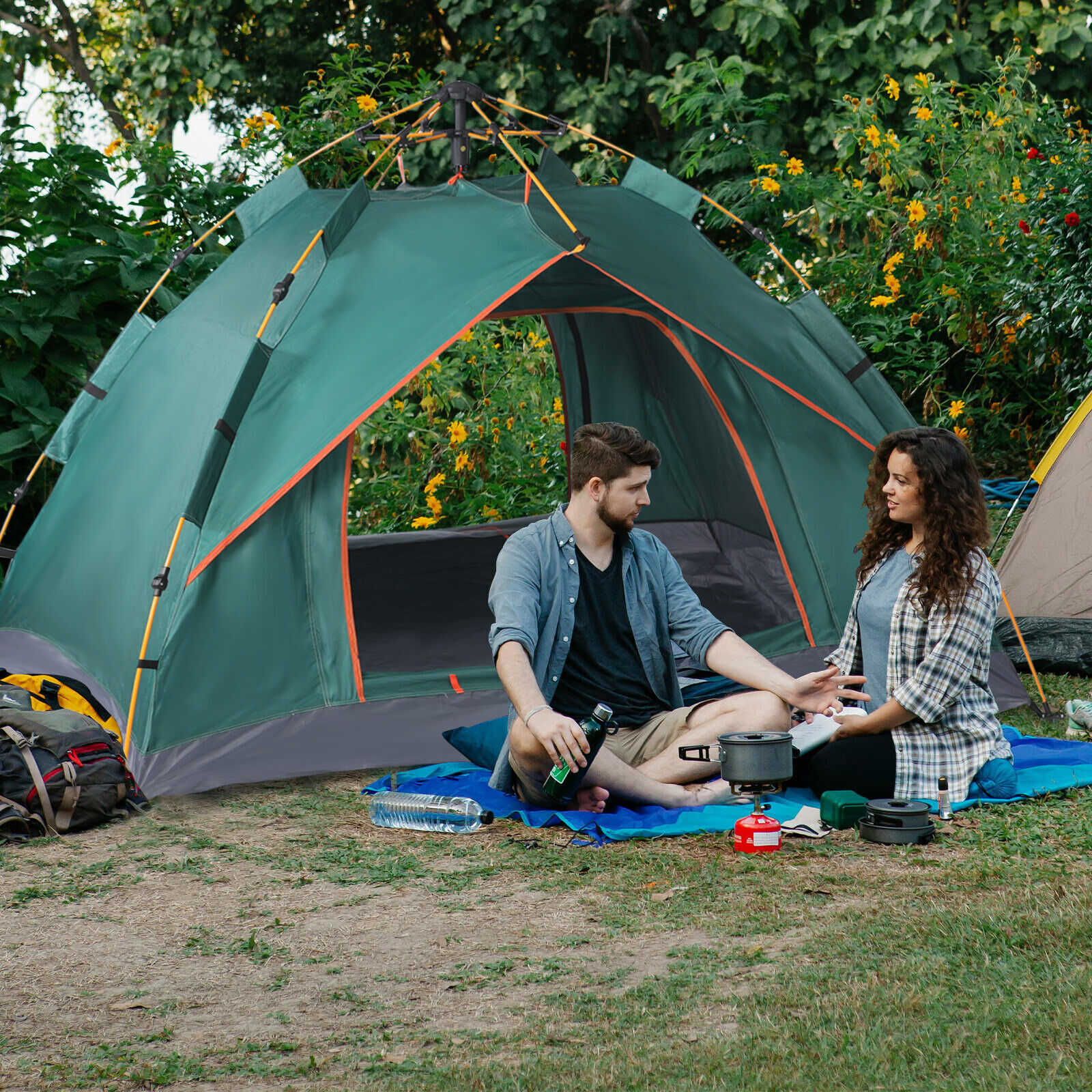 3-4 Man Automatic Instant Double Layer -Up Camping Tent Waterproof Outdoor