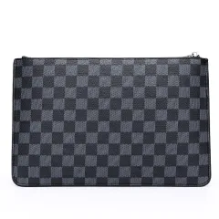 Men's Soft Pu Plaid Business Casual Clutch - Black - View 1