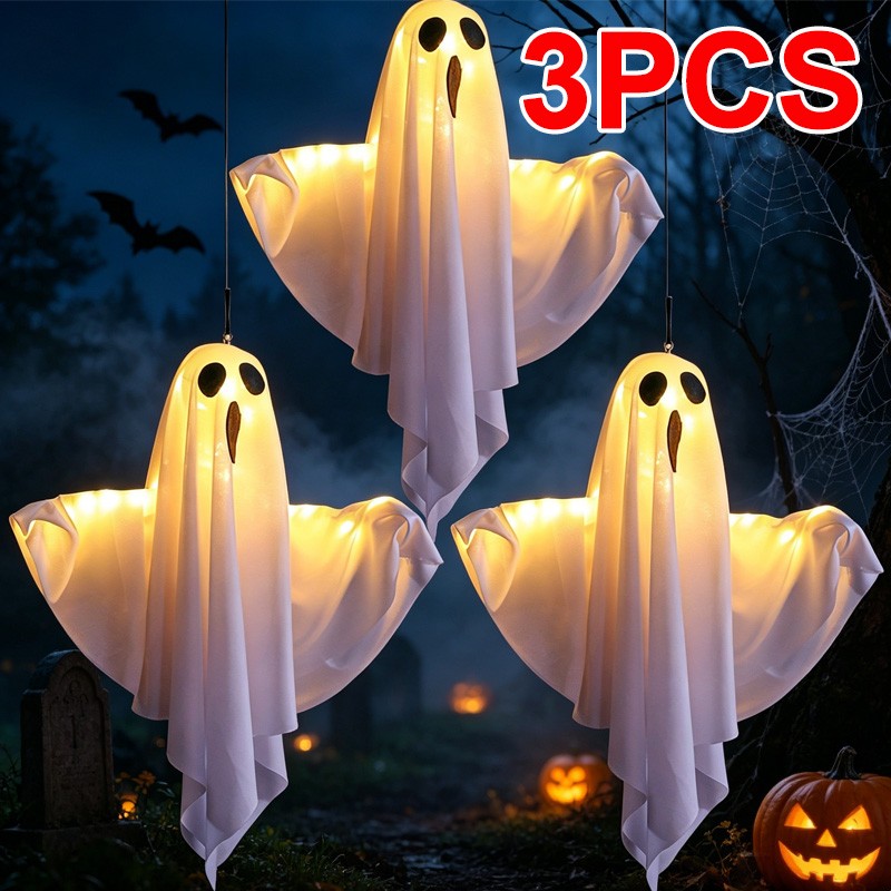 Halloween Glowing Ghost Light Outdoor Decor Garden Prop Party Home Hanging — image 2