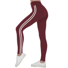 Fitness Yoga Women's Running Tight Legging Pants - Wine Red - View 1