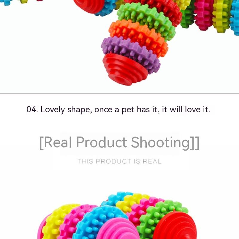 Title 6, Dog Toy Ball Rubber Gear Colorful Swivel