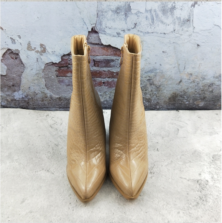 Casual Women's Short Boots With Thick Heels Apricot - Shop at LoveMi