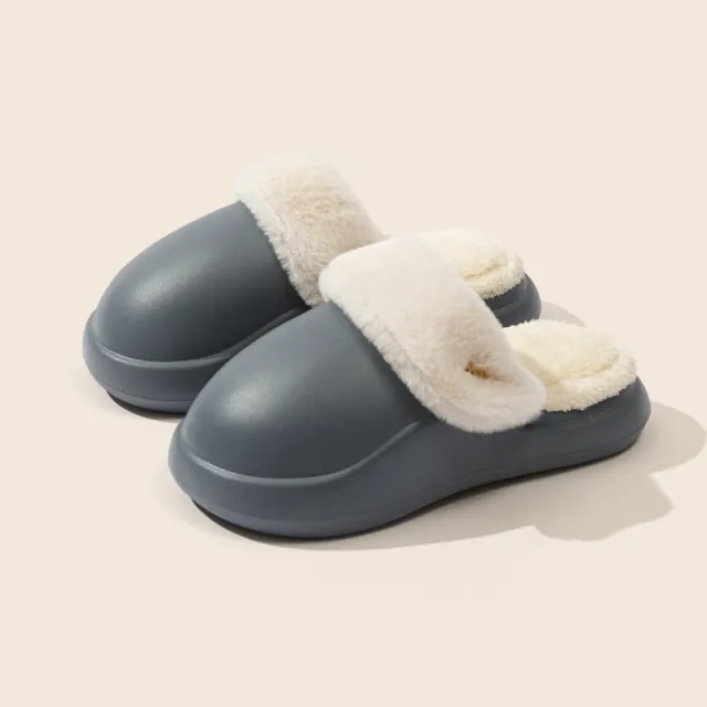 Winter Warm Slippers Household Non Slip Couples At Home Baotou Big Head Cotton Slippers Grey - Shop at LoveMi