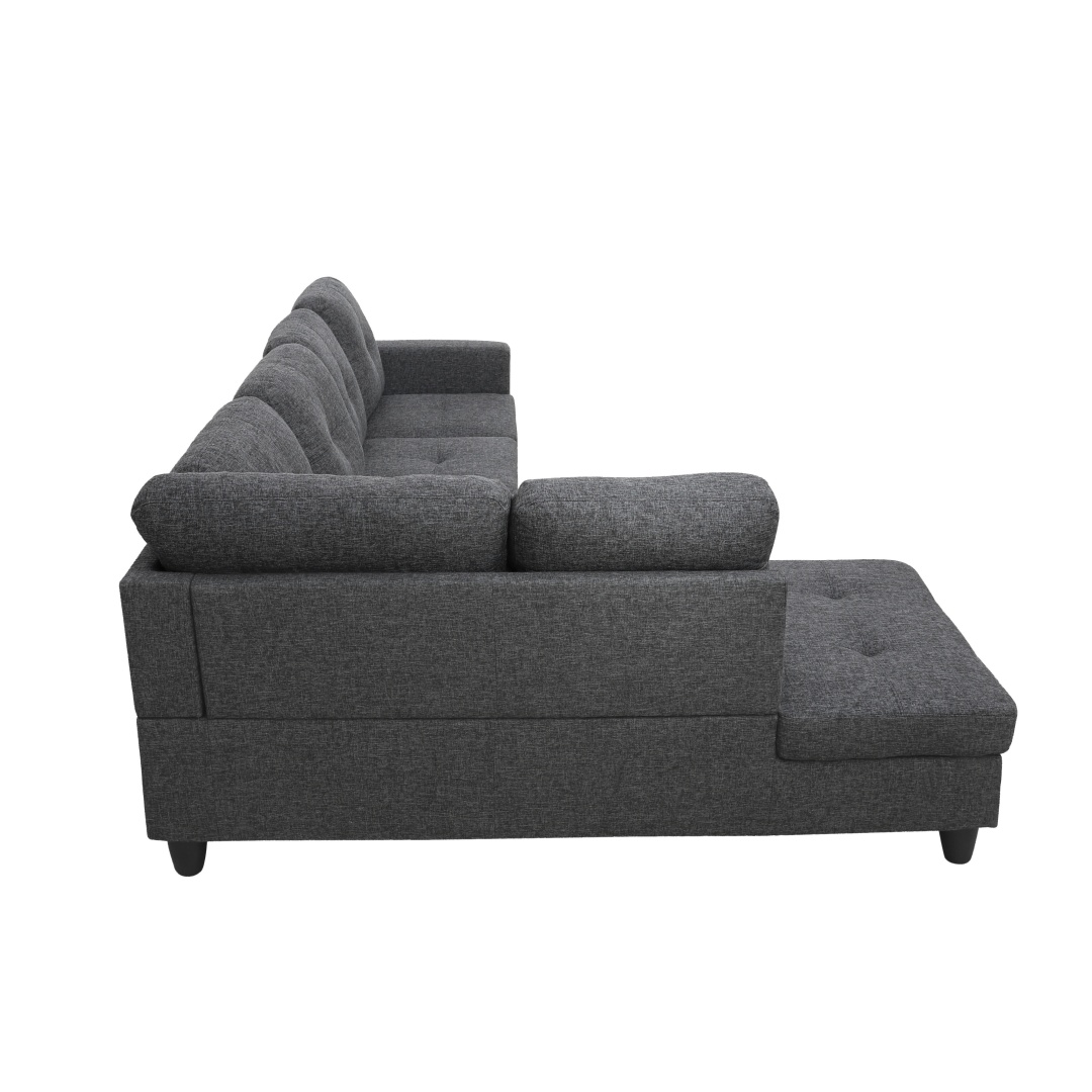 Pickup Only--Black Grey Linen 3-Piece Couch Living Room Sofa Set