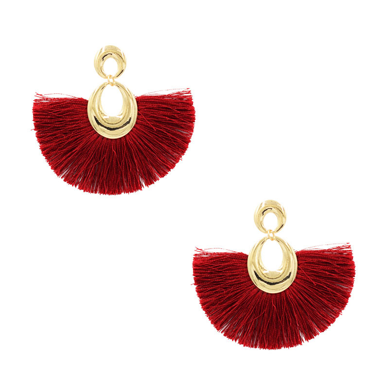 Water Drop Fan-shaped Tassel Earrings