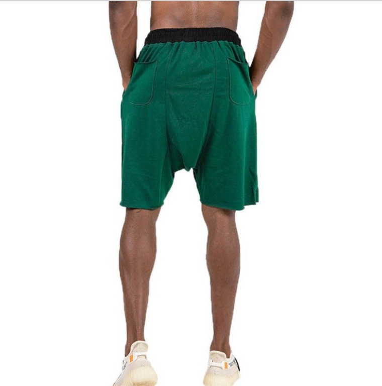 Hip Hop Men's Casual Pants Solid Color Raw Edge Cotton Baggy Pants