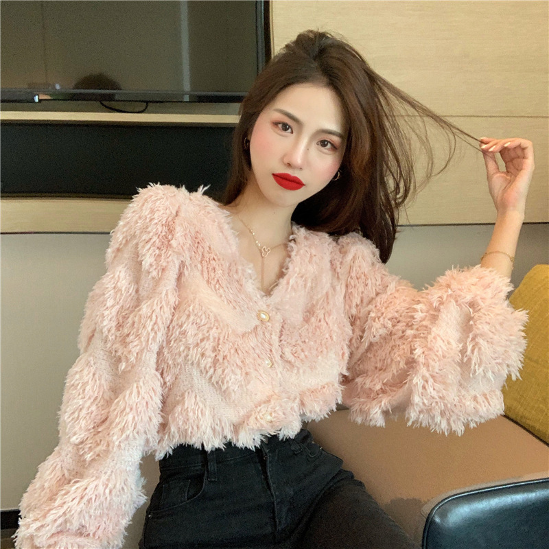 Fringed Cardigan Furry Short Jacket Top
