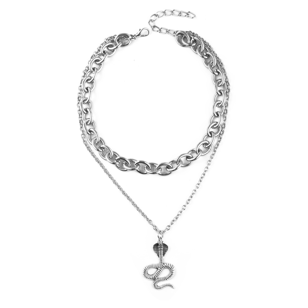 Necklace Exaggerated Punk Snake-shaped Pendant Multilayer Snake Bone Necklace