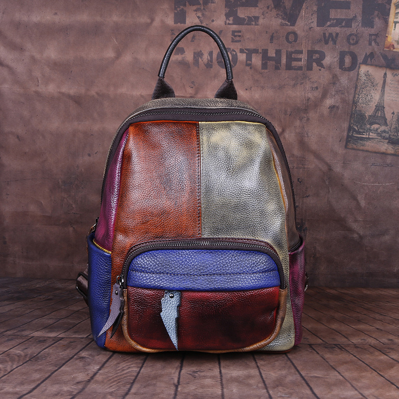 Title 2, The First Layer Of Cowhide Backpack Hand Rub Co...