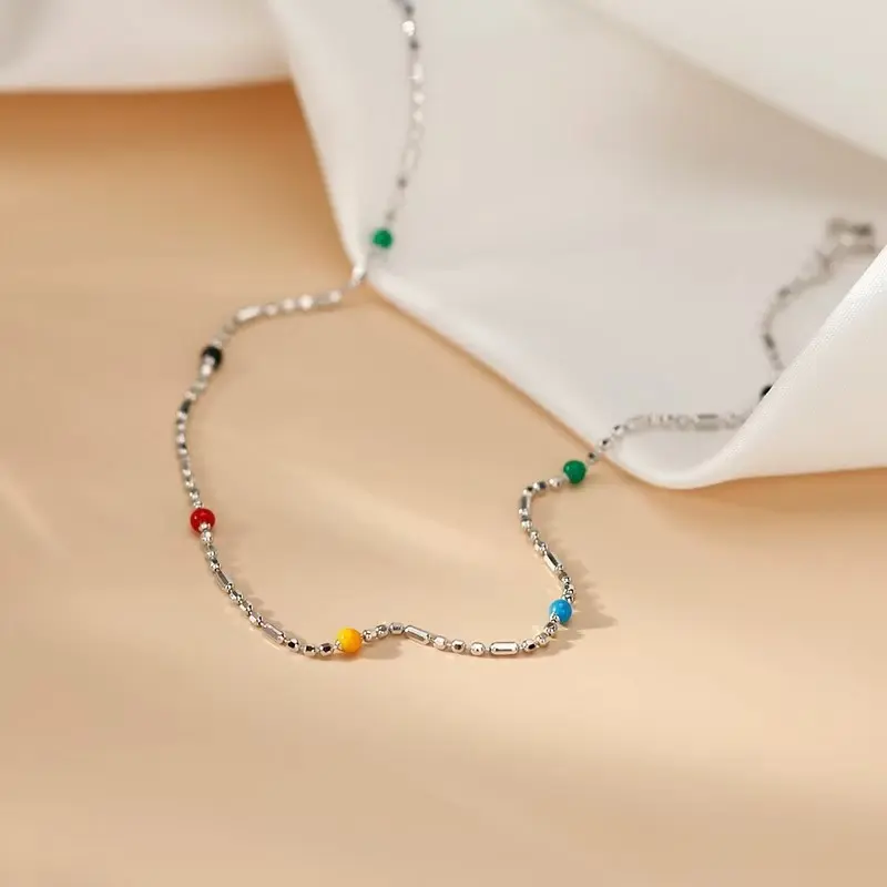 999 Sterling Silver Mixed Bead Color Enamel