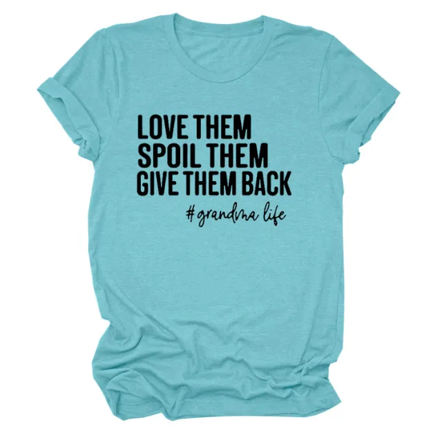 New Women's Round Neck Loose Bottoming T shirt Deep Water Blue Black Font - Shop at LoveMi